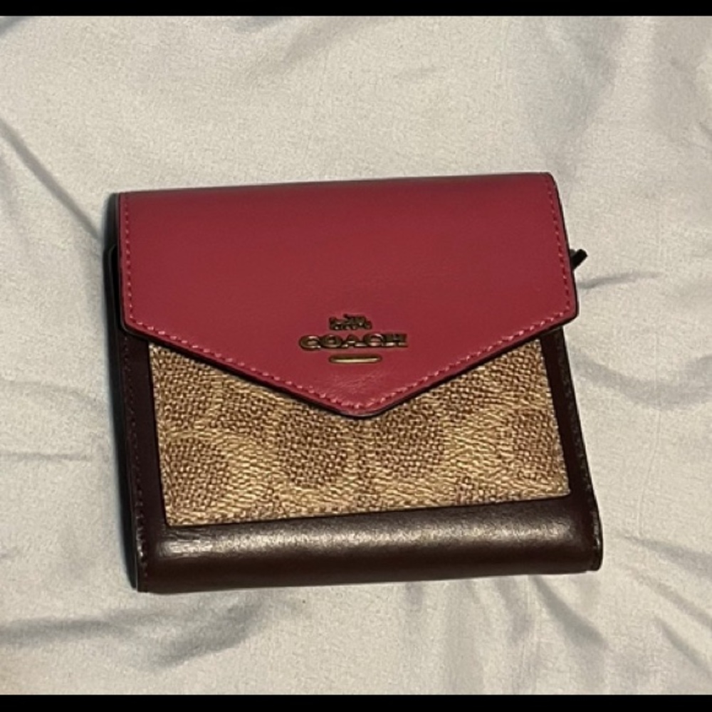 Coach small wallet signature color block in canvas